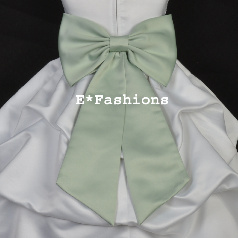 SAGE GREEN TIE BOW SASH FOR HOLIDAY FLOWER GIRL DRESS sz S M L 2 4 6 8 10 12 14 SAGE GREEN TIE BOW SASH FOR HOLIDAY FLOWER GIRL DRESS sz S M L 2 4 6 8 10 12 14