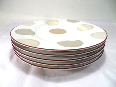 (5) Noritake Ambience MOCHA JAVA Salad Plates White Tan Dots/Circles 8''
