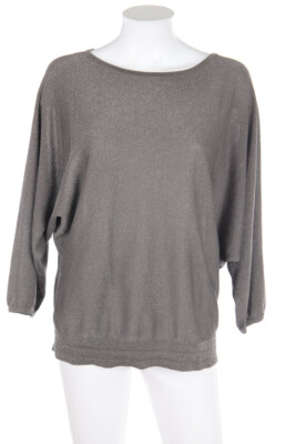 Elégance Pullover Batwing Seide Metallic Effekt M gunmetal