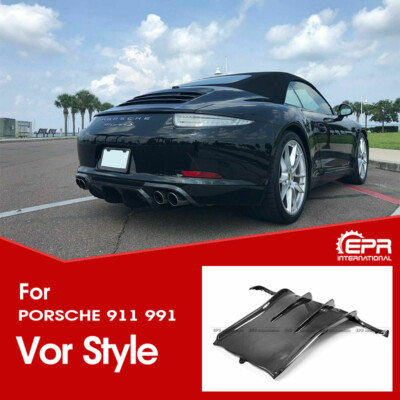 For Porsche 911 991 Carbon Fiber Vor Style Rear Bumper Diffuser Add On Body Kits