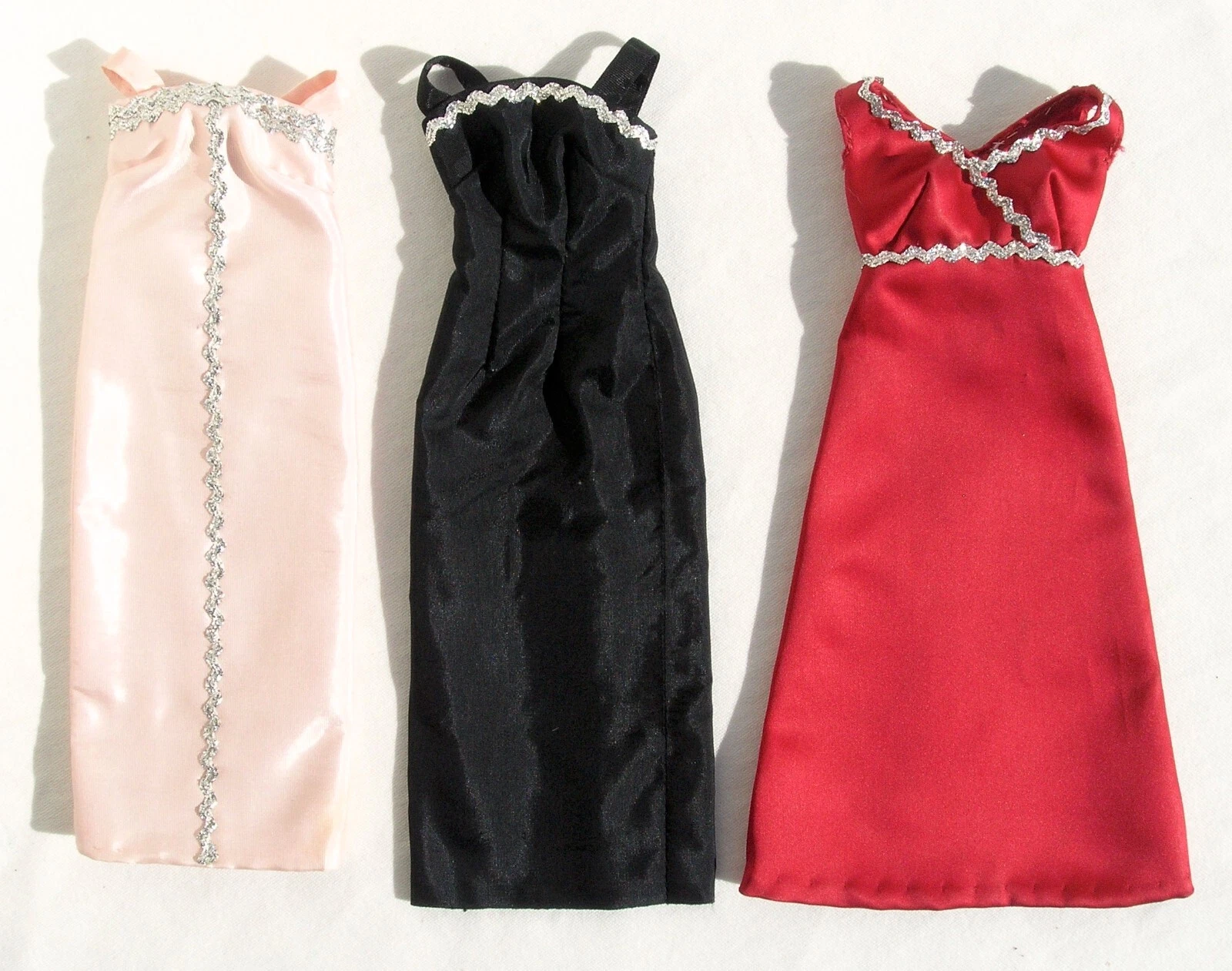  vintage barbie clone metallic thread brocade satin dresses 