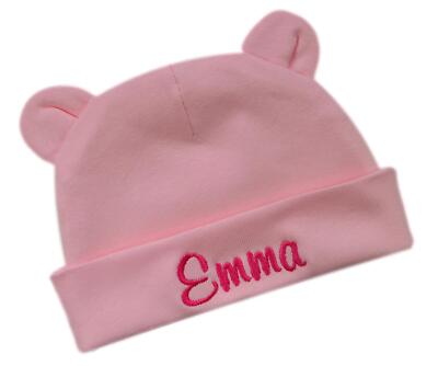 Personalized Bear Ears Baby Girl Hat for Newborn with Custom Embroidered Name