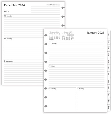 2025 Weekly Planner Refills for Happy Planner Classic Notebook - 9 Discs Punched