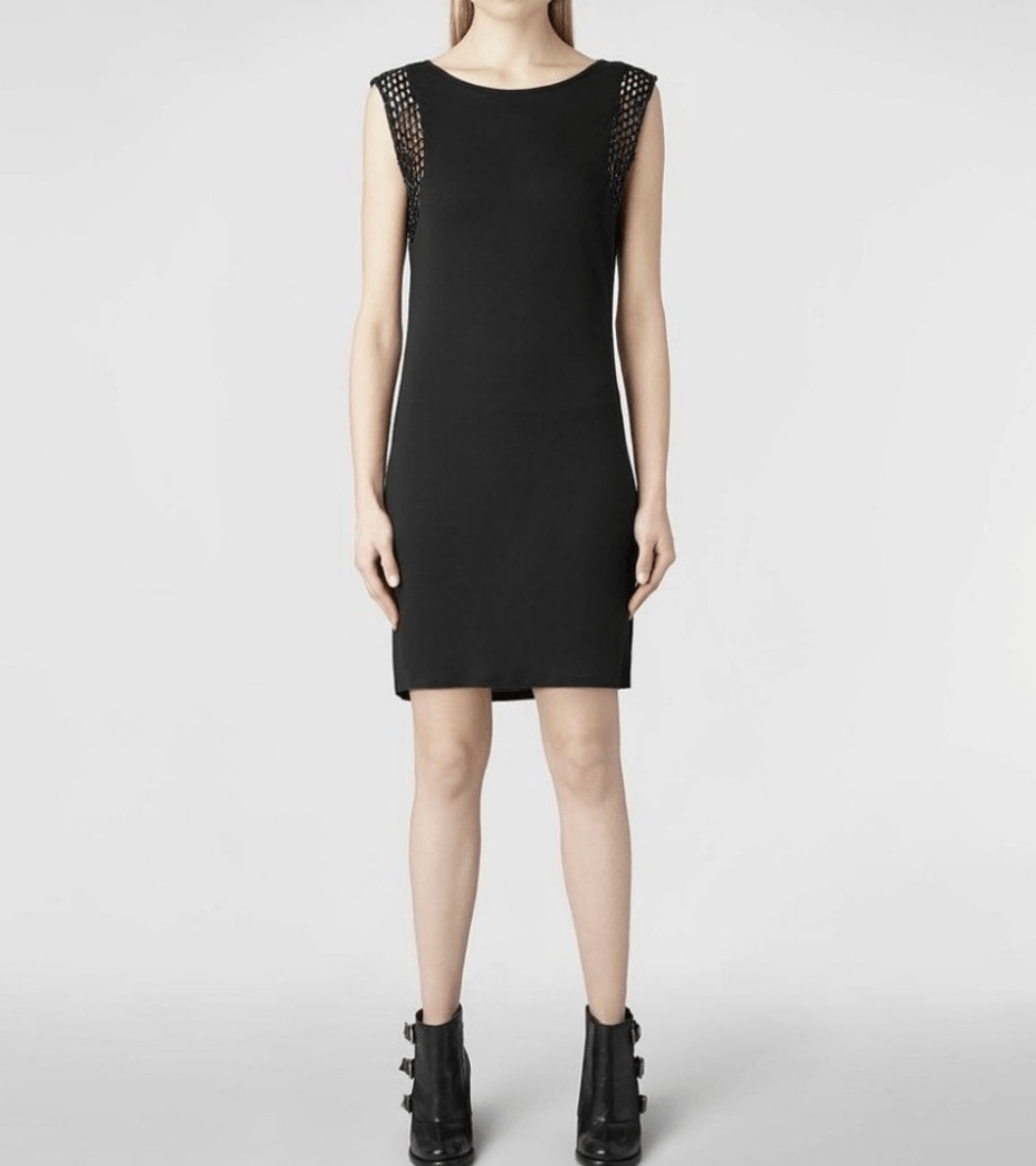 All Saints Eshi Vest Dress Fishnet Jeweled Little Black Dress Designer US size 0 | eBay All Saints Eshi Vest Dress Fishnet Jeweled Little Black Dress Designer US size 0 | eBay