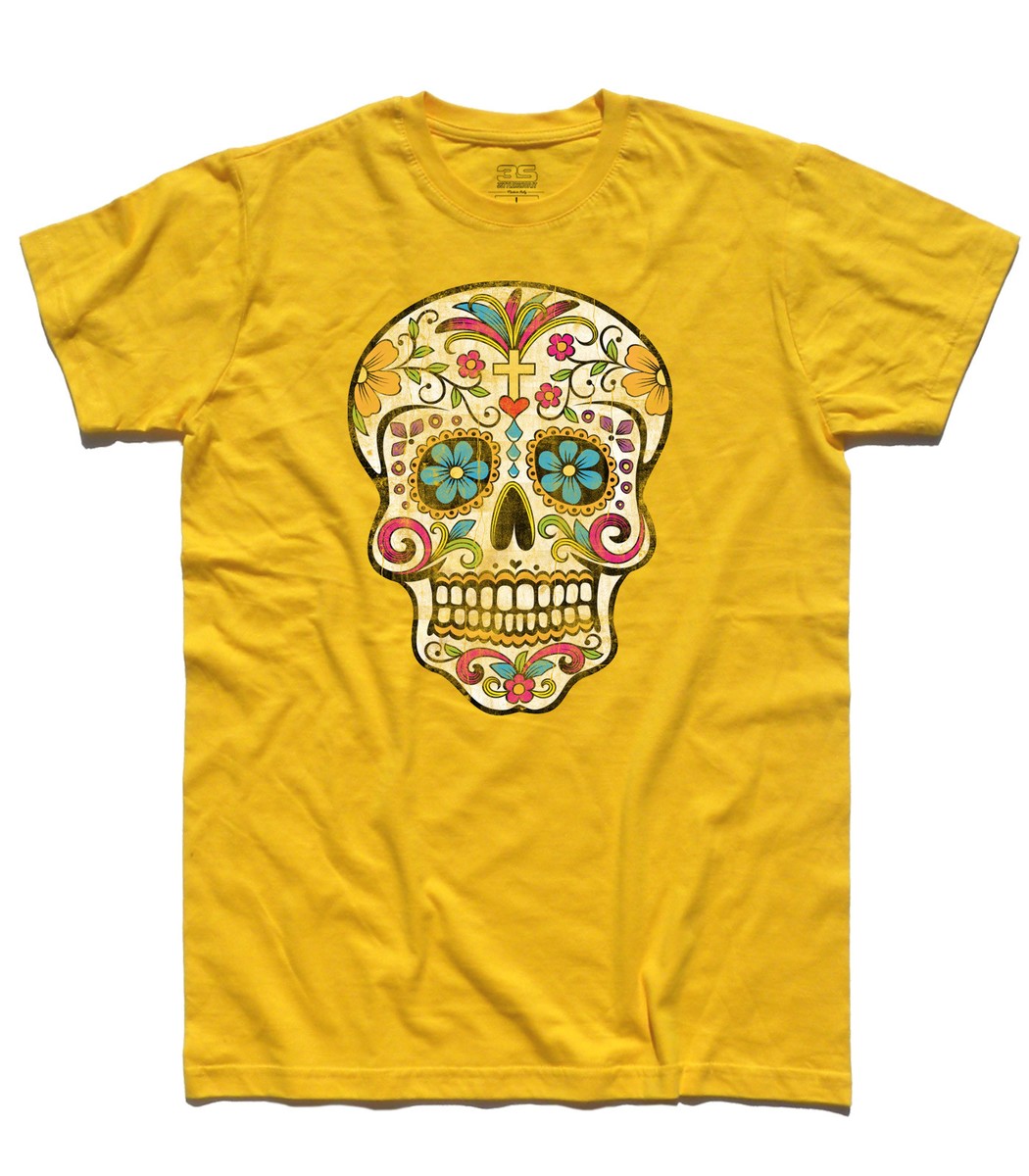 T-Shirt En Coton À Col En V Avec Crâne De Lion Diabolique Fantaisie