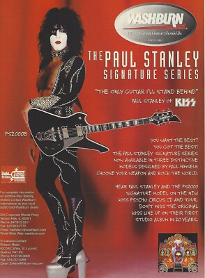1999 Washburn Guitar Paul Stanley KISS PS2000 vintage print ad