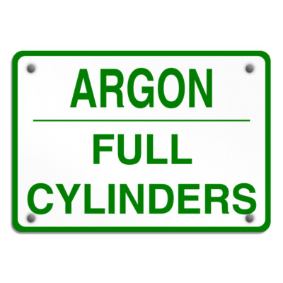 Aluminum Horizontal Metal Sign Argon Full Cylinders Hazard Flammable Green