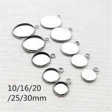 20pcs Round Cabochon Blank Bezel Base Tray Stainless Steel Pendants DIY 10-30mm