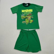 Vintage Teenage Mutant Ninja Turtles Pajamas Size Youth 10 Green Shirt Short Set