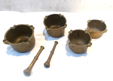 4 alte Messing M&ouml;rser mit Pistill Apotheker Set Verkleinerer (1)