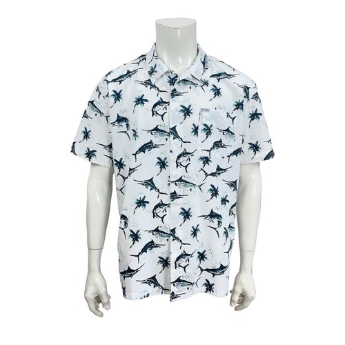 Columbia PFG Vented Trollers Best Marlin Print Woven Shirt Mens L - Picture 7 of 12