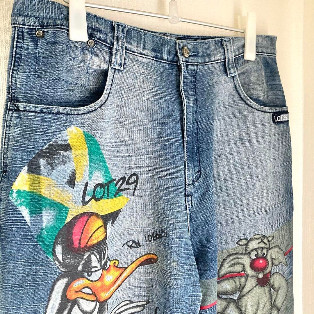Lot29 Extra Thick Baggy Denim Pants Looney Tunes Street Y2K | eBay