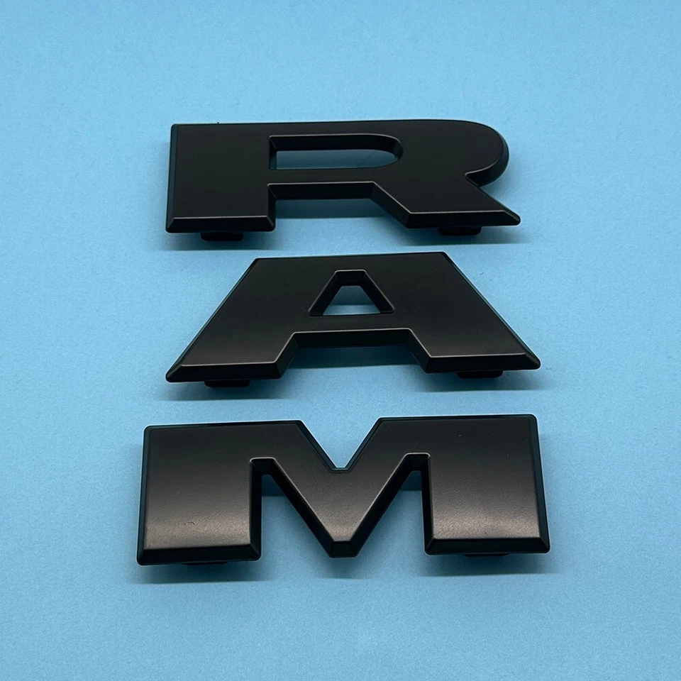 Front Grille Emblem Letters For 2019-2023 RAM 1500 Grill Badge Black 68311411AA - Image 3 of 4