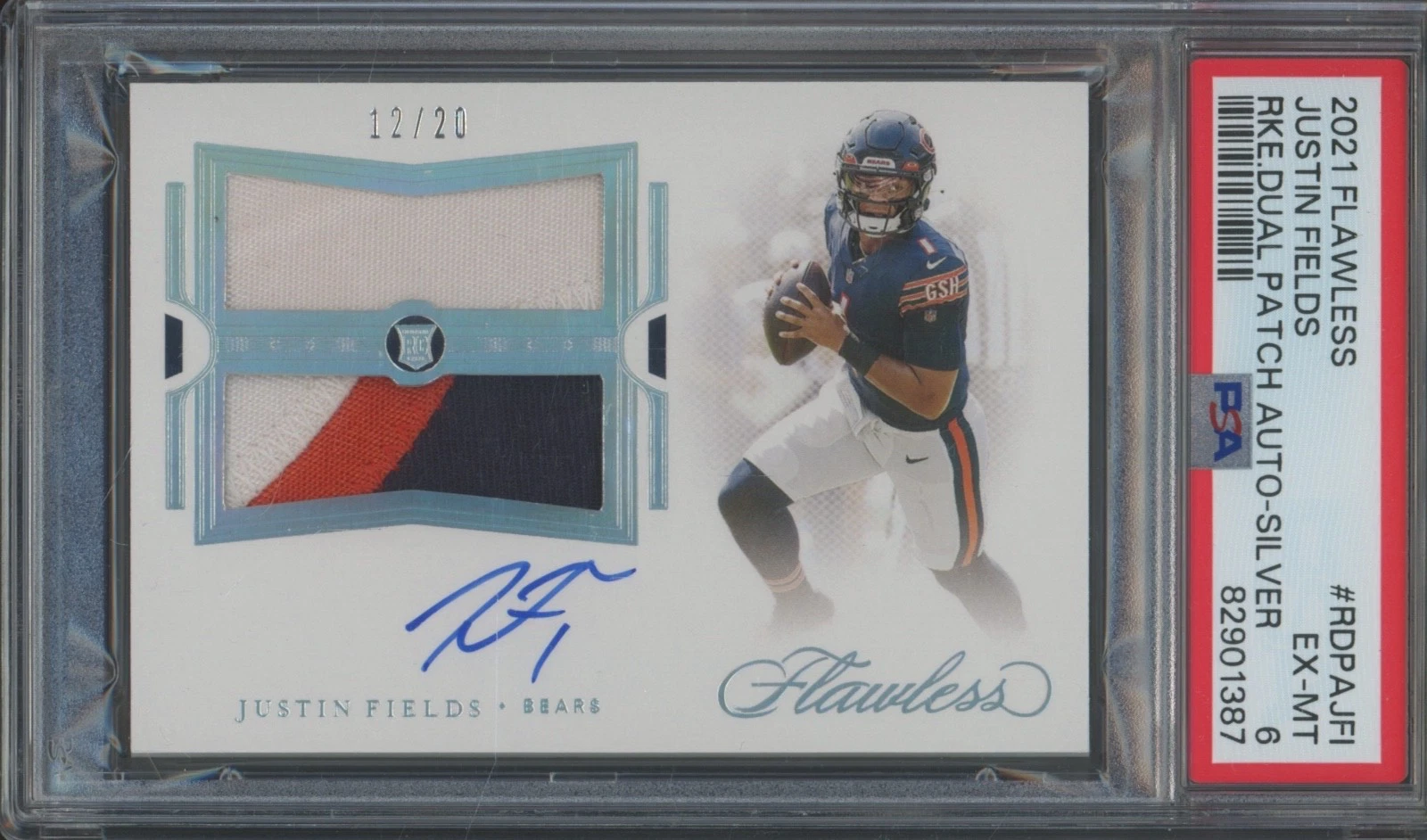 Justin Fields Panini Flawless Rookie Dual Patch Autograph #RDPAJFI Silver