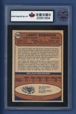 1974-75 OPC O-PEE-CHEE #280 LARRY ROBINSON KSA 8.5 NMM+ Montreal