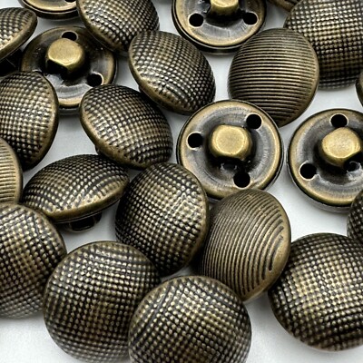 Antique Brass Dome Shape Metal Button w/ Engraved Pattern 15,18,20,23 ...