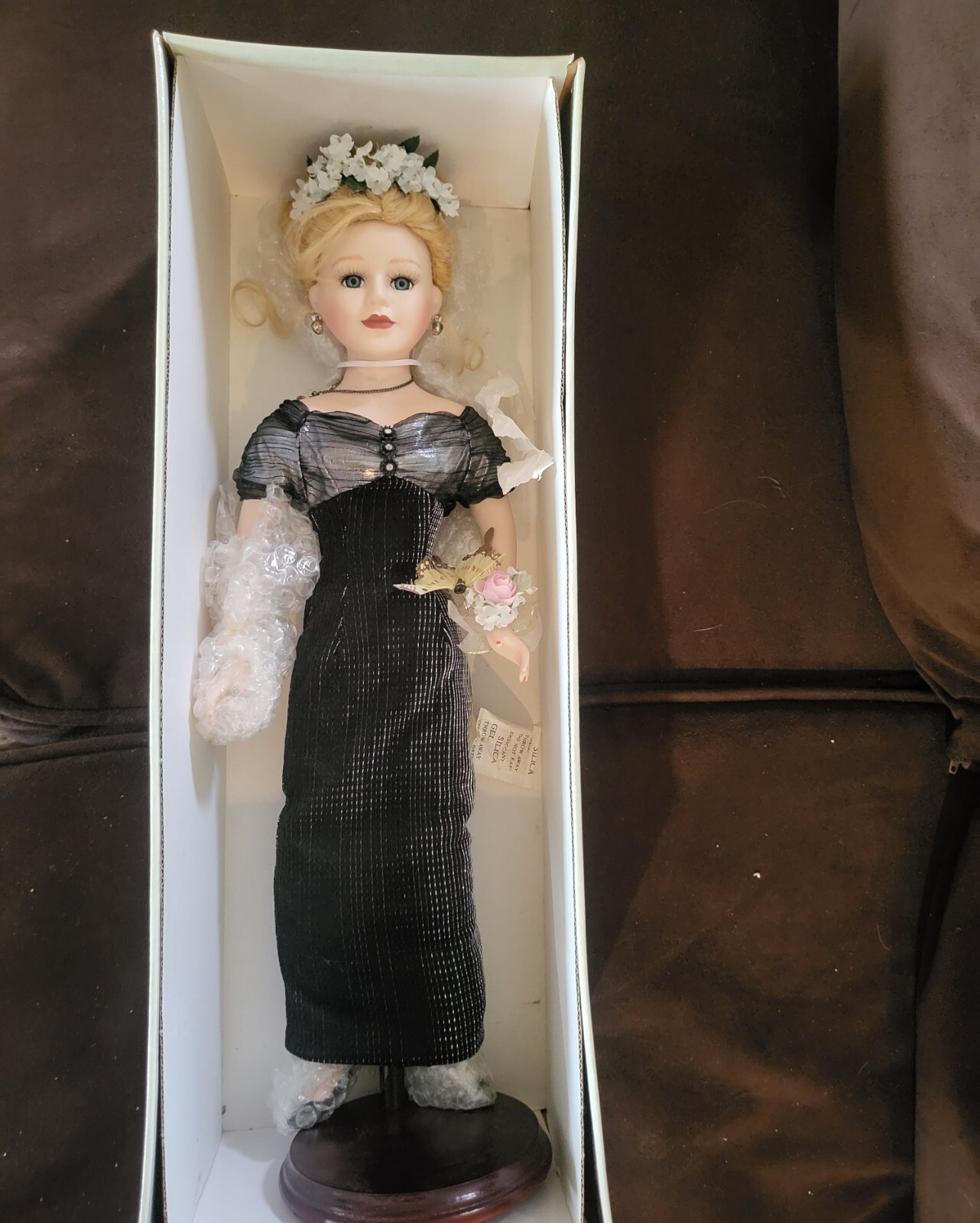 Porcelain Doll Butterfly Kisses Precious Collectible Black Evening Gown W/Box eBay