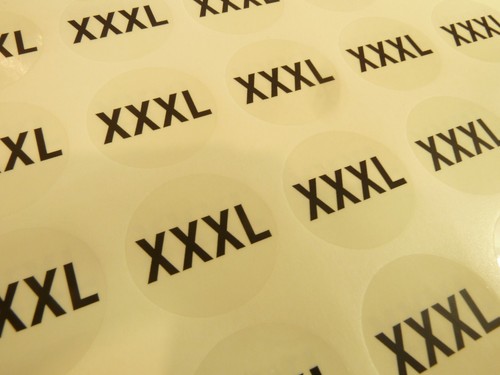 Herren Kleidergrößenaufkleber schwarz auf transparenten runden selbstklebenden Kleidetiketten - Bild 9 von 9