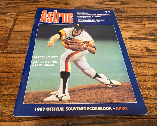 April 1987 Houston Astros Program Astrodome Mike Scott vs Expos Scored 8/11/87