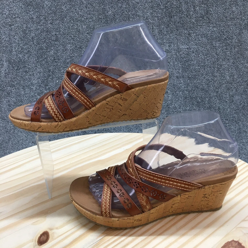 Sandálias Skechers Femininas 7 Beverly Tiger Posse Cunha Tira Slide 31714 Marrom - Imagem 2 de 4