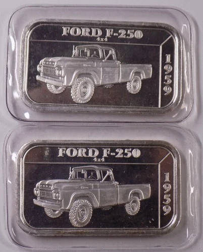 1959 Ford F-250 4x4 F-Series 50 Years 1 troy oz .999 fine silver art bar