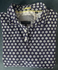 Ted Baker London Polo Shirt Sz 7 3XL Short Sleeve Purple Blue Pattern Cotton