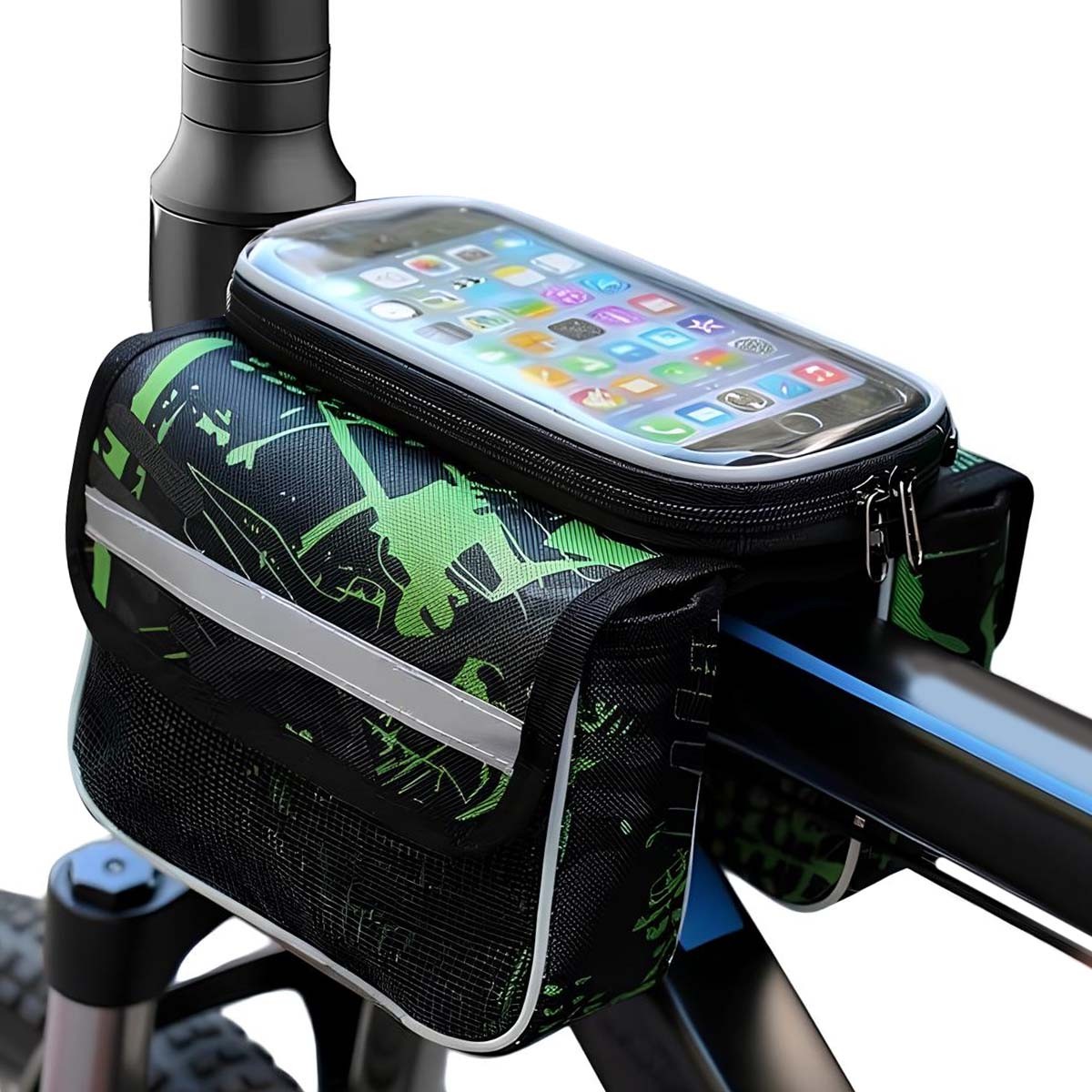 Support Smartphone Vélo Étui Étanche Vert idéal pour Randonnée et VTT