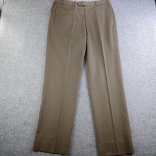 Brooks Brothers Dress Pants Mens 35x32 Tan Brown Flat Front 100% Wool
