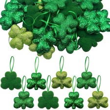 St Patrick's Day Shamrocks Hanging Ornaments, 24Pcs Green Shamrocks Hanging Orna
