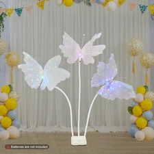 Large LED Butterfly Light with Standing Base, Giant Butterfly Decoration  White