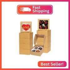 40Pack 4x4x2 Inches Kraft Bakery Boxes w/Window Party Wedding Favor