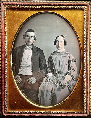AMAZING TINTED 1/4 PLATE DAGUERREOTYPE IN RARE '' WOLFERT'S ROOST'' LEATHER CASE