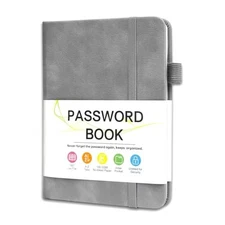  Password Keeper Book with Alphabetical Tabs，4.3"x5.7" Small Password GREY