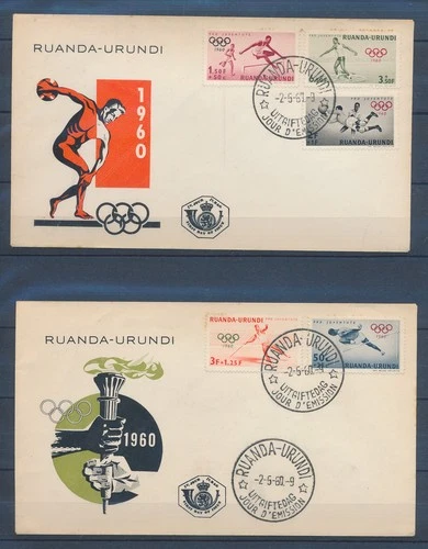 XE63239 Belgium 1960 Ruanda Urundi olympic games FDC's used