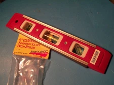 NEW 9-Inch Torpedo Level and Ruler, 180/90/45 Degree Bubbles, RED TT01804M D18