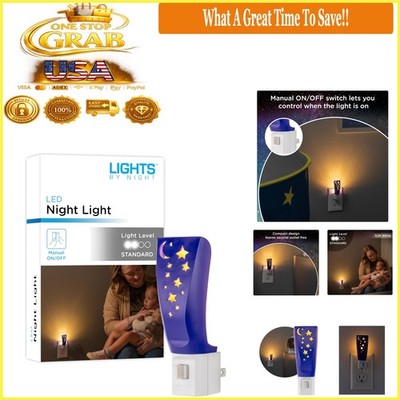 Purple Moon and Stars LED Night Light Plug-in Sleep Nursery Bathroom