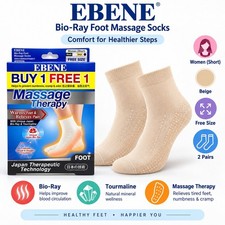 EBENE Chaussettes De Massage Bio-Ray Femme Beige 2 Paires Taille Libre