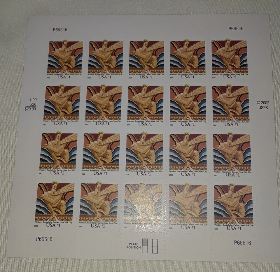 Two (2) Panes x 20 = 40 of 2003 WISDOM $1.00 US Postage Stamps. USA Sc # 3766 - Image 4 of 4