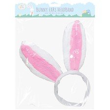 Easter Dress Up Bunny Ears - Fluffy Kids Adults Pink White Novelty Rabbit Fun