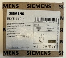 Siemens Circuit Breaker B10 / 1P / 230/400V ~ / 5SY5 110-6 / BNIB