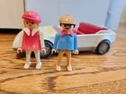 Vintage 1987 Playmobil #3758 Geobra Convertible Sports Car White & Red COMPLETE!