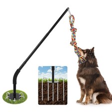Tether Tug Outdoor Dog with Chew Rope, Adjustable Height Sturdy Metal Tug of ...