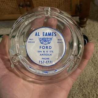 Vintage Ford Glass Ashtray Advertising Antioch Promo Car Automobiles Clear