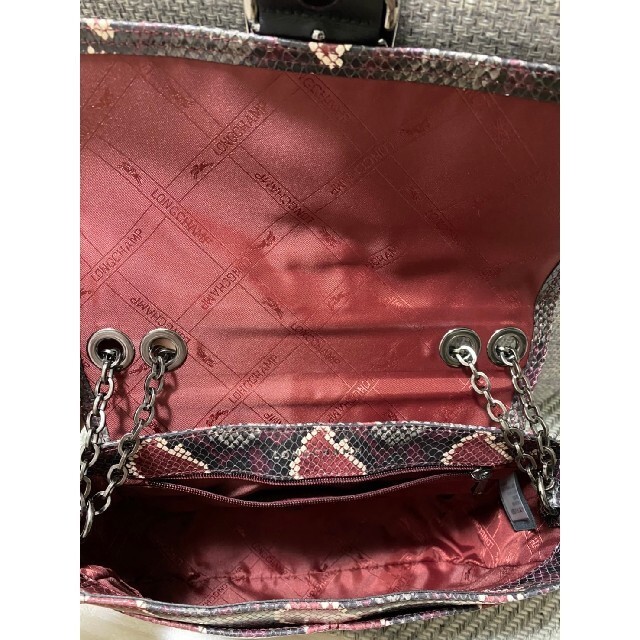 Longchamp Python Pattern Amazone Shoulder Bag Red… - image 4