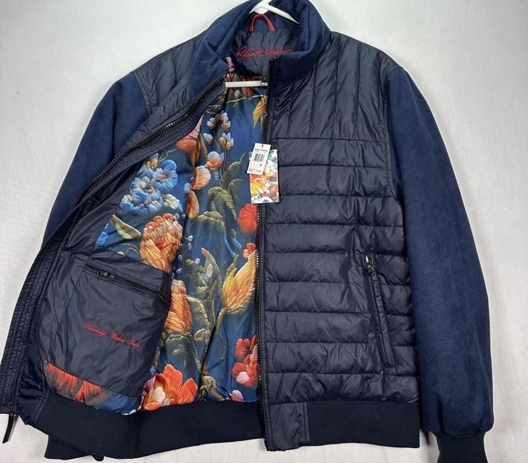 $298 NWT Robert Graham Mens Quilted Bomber Jacket Navy Water Repellent 2XL - Image 2 of 4