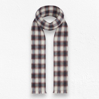 50s Vintage Red Cream Classic Tartan Plaid Fringe Rectangle Five Footer Scarf OS