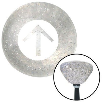White Circle Directional Arrow Up Clear Retro Metal Flake Shift Knob M16x1.5