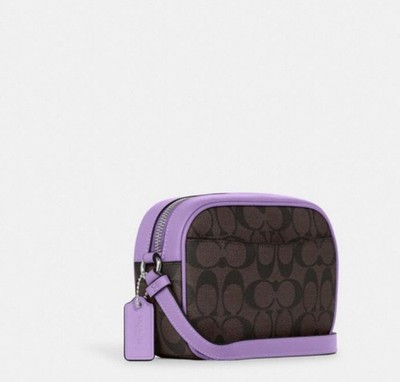 NWT Coach Mini Jamie Camera Bag In Signature Canvas Smooth Leather