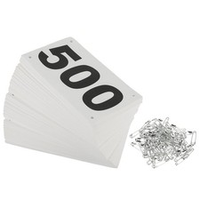 Running Bib Numbers 7x4 Inch, 1-500 Waterproof Race Competitor Numbers, White