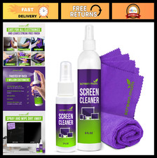Screen Cleaner Spray 4 Microfiber Cloths Bundle - Eyeglasses, Monitor Electr